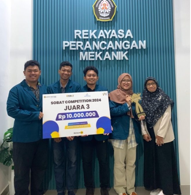 Mahasiswa Program Studi Teknik Desain Mesin Sekolah Vokasi Universitas Diponegoro Meraih Juara 3 dalam Sobat Competition 2024 PT United Tractors Tbk